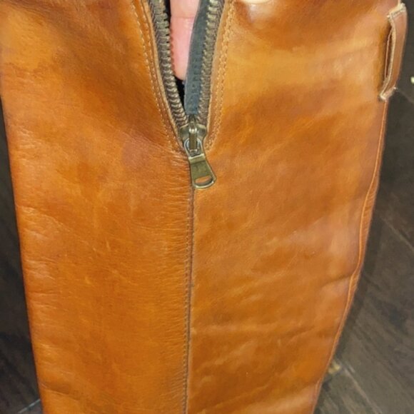 Italian Belted Genuine Leather Brown Riding Boot- Size Euro 37 - Picture 2 of 15